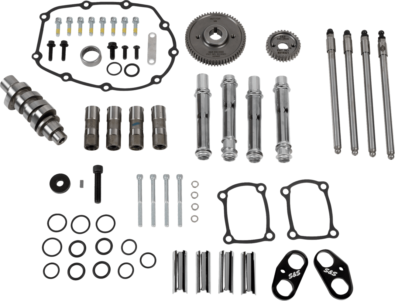 S&S CYCLE 09251644 Camshaft Kit - 496 Gear Drive - Chrome Pushrod Tubes - M8