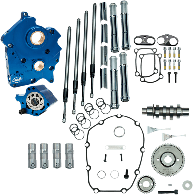 S&S CYCLE 09251654 Cam Chest Kit - Water Cooled - Gear Drive - 465 Cam - Chrome Pushrod Tubes - M8