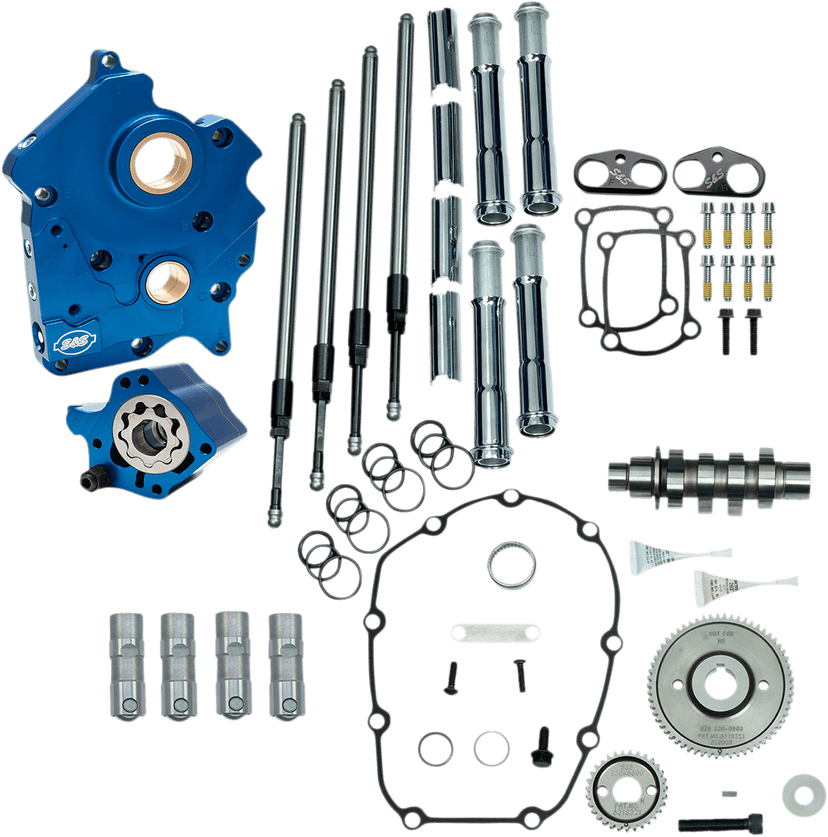 S&S CYCLE 09251655 Cam Chest Kit - Water Cooled - Gear Drive - 475 Cam - Chrome Pushrod Tubes - M8
