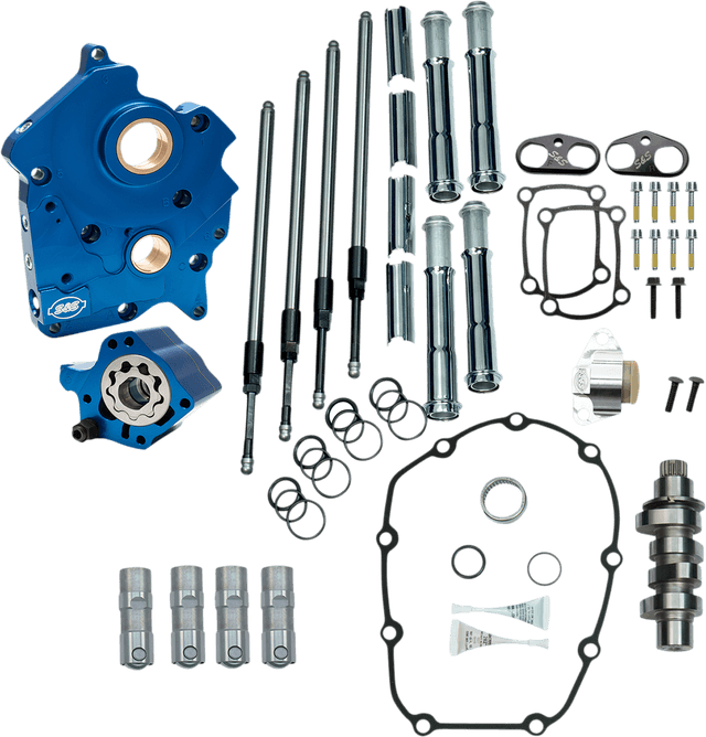 S&S CYCLE 09251657 Cam Chest Kit - Oil Cooled - Chain Drive - 475 Cam - Chrome Pushrod Tubes - M8