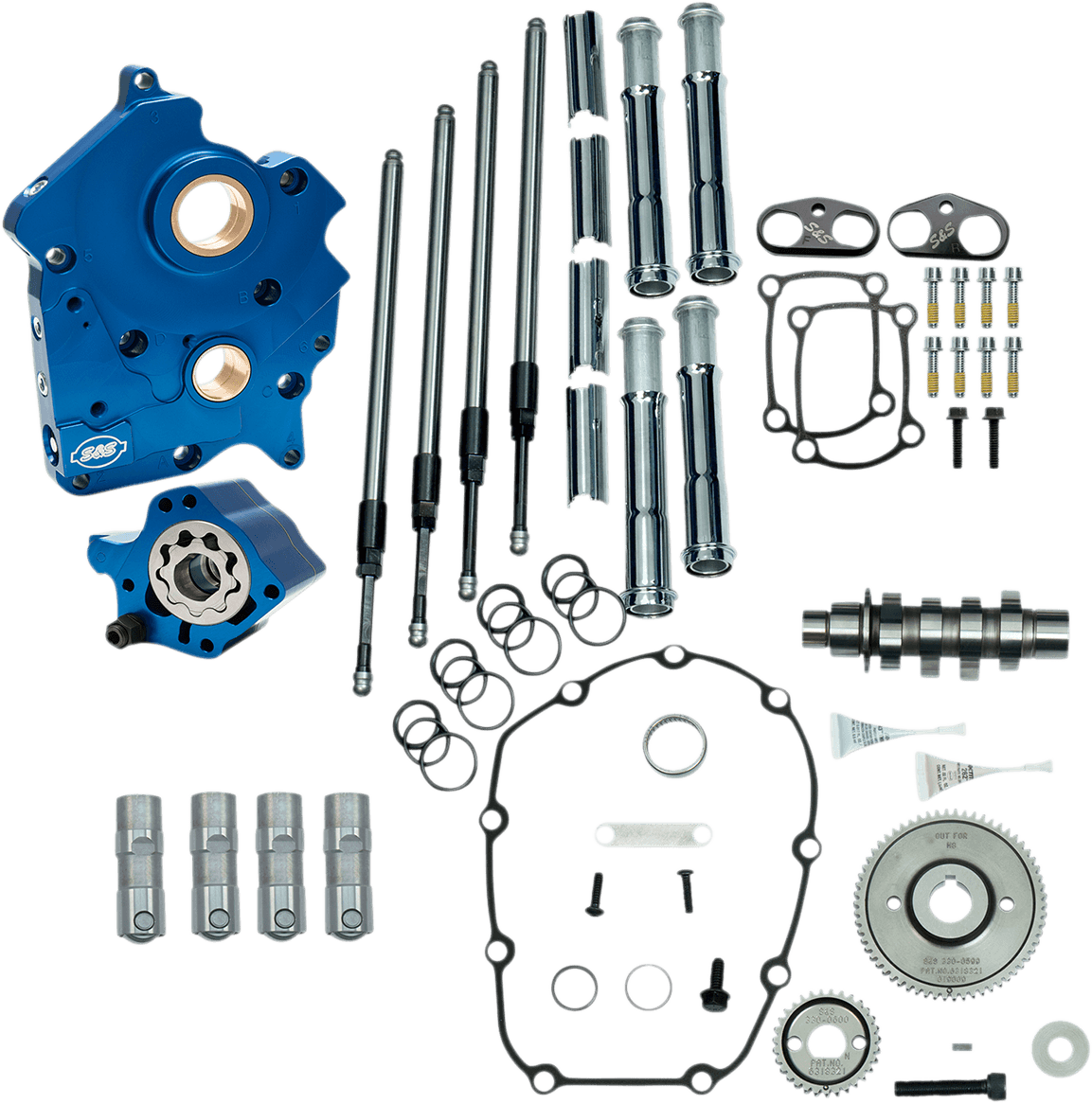 S&S CYCLE 09251659 Cam Chest Kit - Oil Cooled - Gear Drive - 475 Cam - Chrome Pushrod Tubes - M8