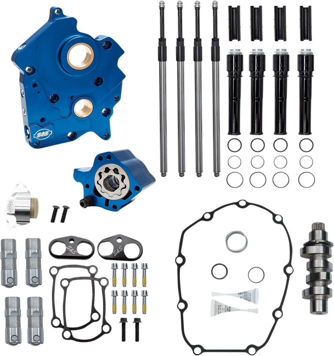 S&S CYCLE 09251661 Cam Chest Kit - Water Cooled - Chain Drive - 475 Cam - Black Pushrod Tubes - M8