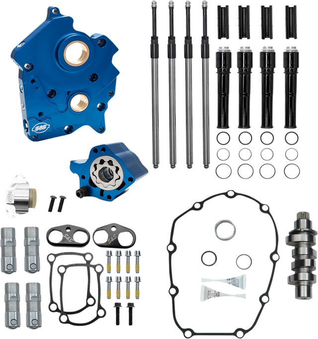 S&S CYCLE 09251661 Cam Chest Kit - Water Cooled - Chain Drive - 475 Cam - Black Pushrod Tubes - M8