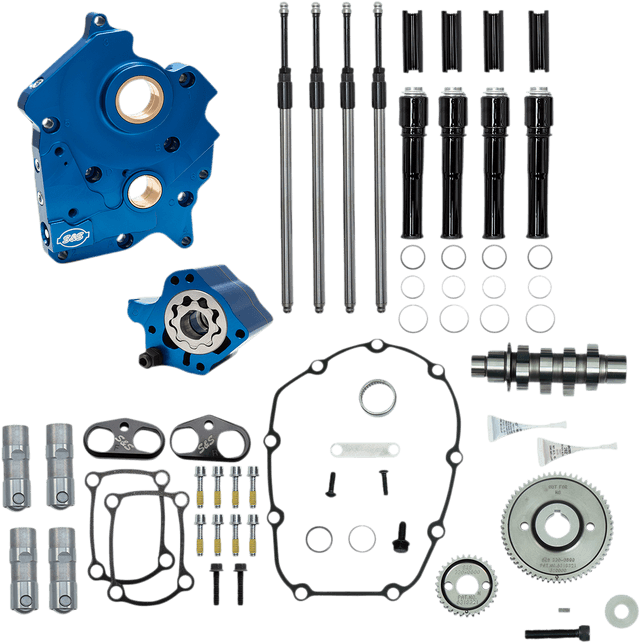 S&S CYCLE 09251662 Cam Chest Kit - Water Cooled - Gear Drive - 465 Cam - Black Pushrod Tubes - M8