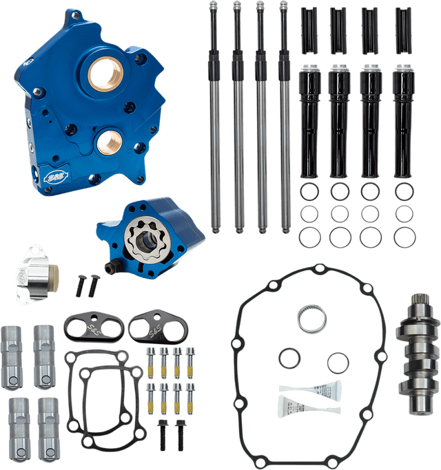 S&S CYCLE 09251665 Cam Chest Kit - Oil Cooled - Chain Drive - 475 Cam - Black Pushrod Tubes - M8