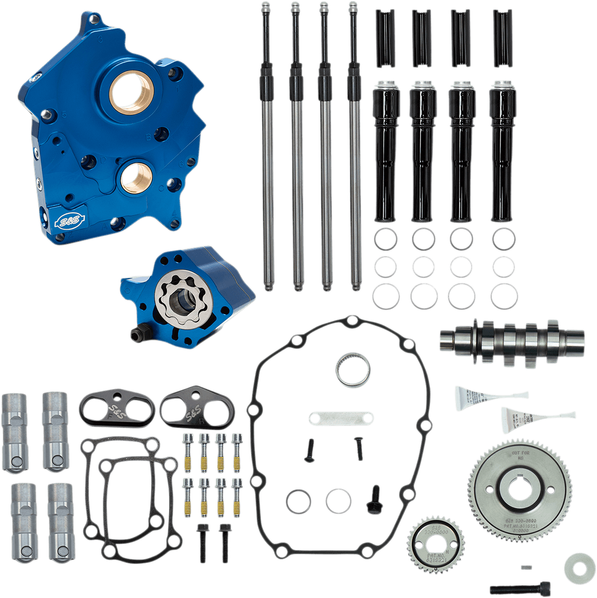 S&S CYCLE 09251667 Cam Chest Kit - Oil Cooled - Gear Drive - 475 Cam - Black Pushrod Tubes - M8