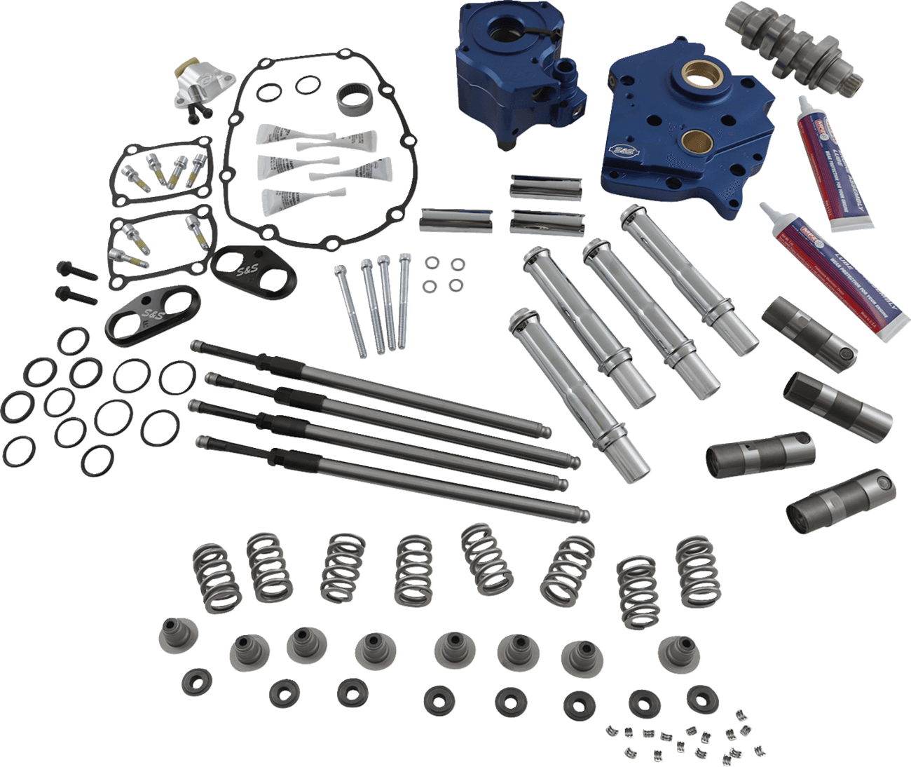S&S CYCLE 09251671 Cam Chest Kit - Oil Cooled - Chain Drive - 540 Cam - Chrome Pushrod Tubes - M8