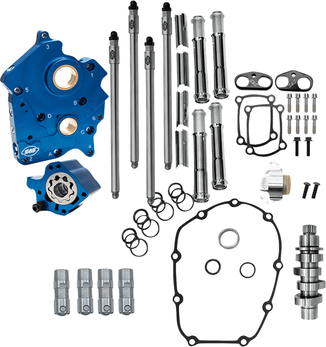 S&S CYCLE 09251672 Cam Chest Kit - Oil Cooled - Chain Drive - 496 Cam - Chrome Pushrod Tubes - M8