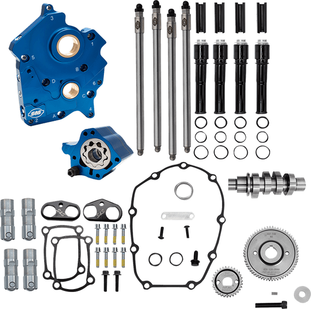 S&S CYCLE 09251675 Cam Chest Kit - Oil Cooled - Gear Drive - 496 Cam - Black Pushrod Tubes - M8