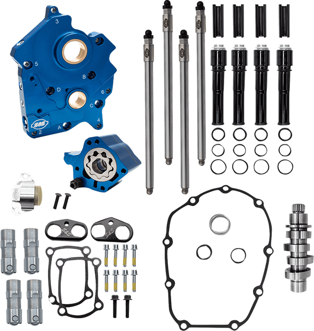 S&S CYCLE 09251677 Cam Chest Kit - Water Cooled - Chain Drive - 496 Cam - Black Pushrod Tubes - M8