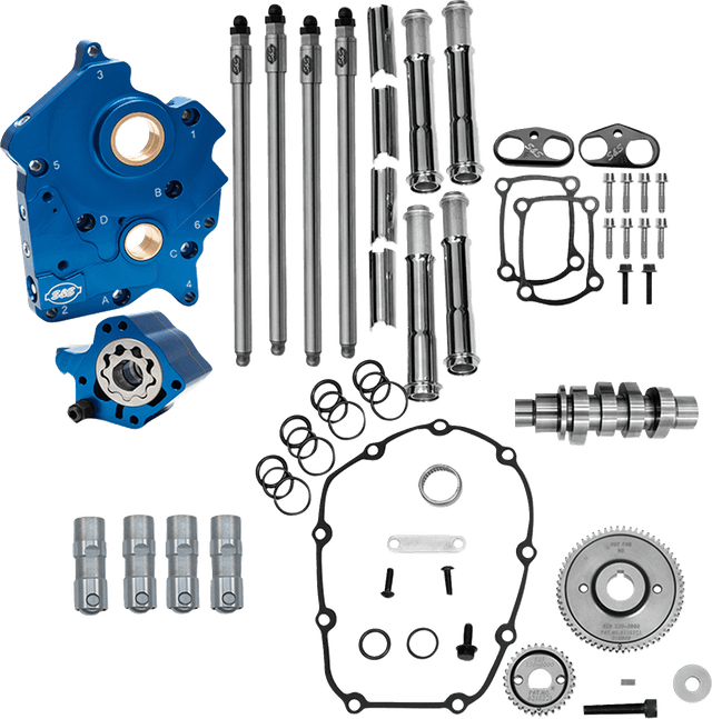 S&S CYCLE 09251678 Cam Chest Kit - Water Cooled - Gear Drive - 496 Cam - Chrome Pushrod Tubes - M8