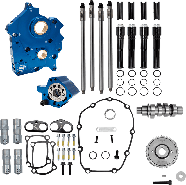 S&S CYCLE 09251679 Cam Chest Kit - Water Cooled - Gear Drive - 496 Cam - Black Pushrod Tubes - M8