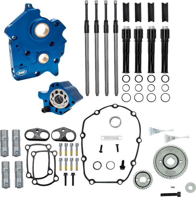 S&S CYCLE 09251680 Cam Chest - Oil Cooled - Gear Drive - Black Pushrod Tubes - M8