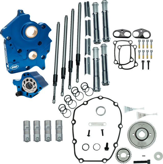 S&S CYCLE 09251683 Cam Chest - Water Cooled - Gear Drive - Chrome Pushrod Tubes - M8