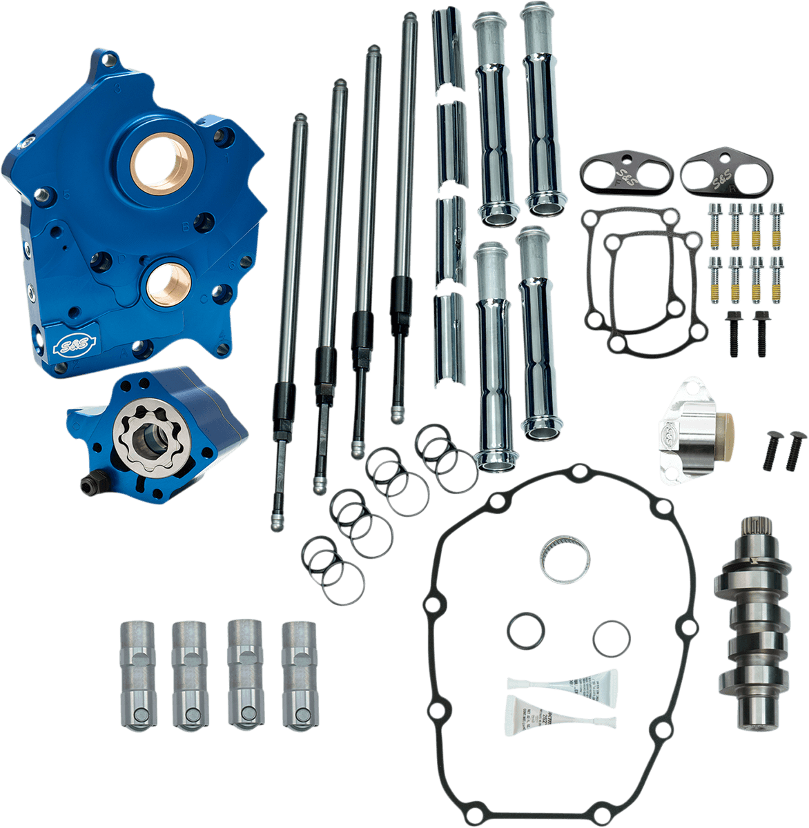 S&S CYCLE 09251691 Cam Chest Kit - Water Cooled - Chain Drive - 465 Cam - Chrome Pushrod Tubes - M8