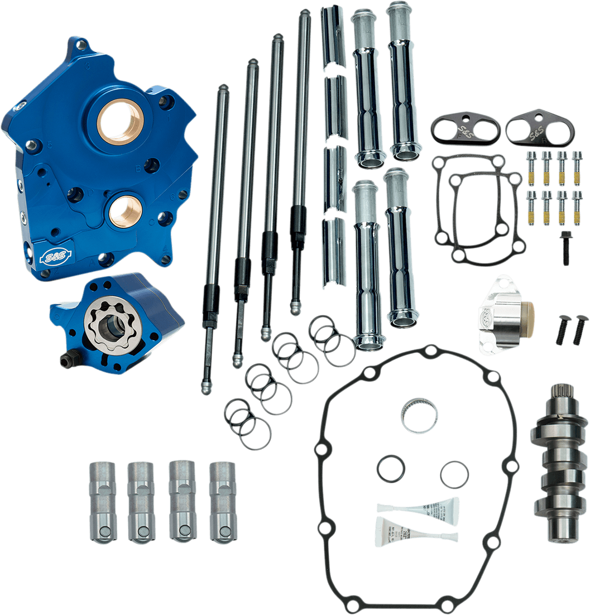 S&S CYCLE 09251692 Cam Chest Kit - Water Cooled - Chain Drive - 475 Cam - Chrome Pushrod Tubes - M8