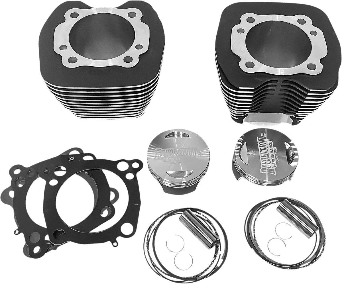 REVOLUTION PERFORMANCE, LLC 0931-1030 Cylinder Kit - 107" - Big Bore - Black with Highlighted Fins - Twin Cam