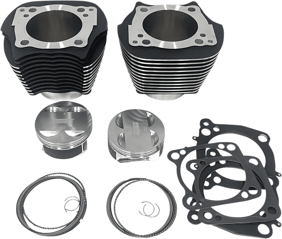 REVOLUTION PERFORMANCE, LLC 0931-1037 Cylinder Kit - 124" - Big Bore - Black with Highlighted Fins - 107" M8