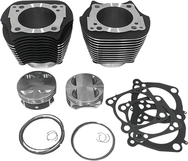 REVOLUTION PERFORMANCE, LLC 0931-1039 Cylinder Kit - 128" - Big Bore - Black with Highlighted Fins - 114"/117" M8