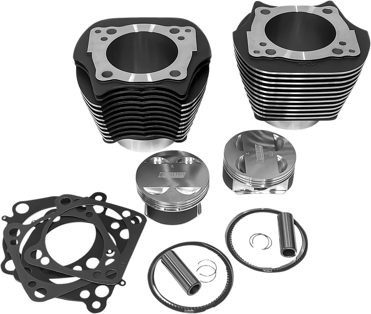 REVOLUTION PERFORMANCE, LLC 0931-1040 Cylinder Kit - 128" - Big Bore - Black Granite with Highlighted Fins - 114"/117" M8