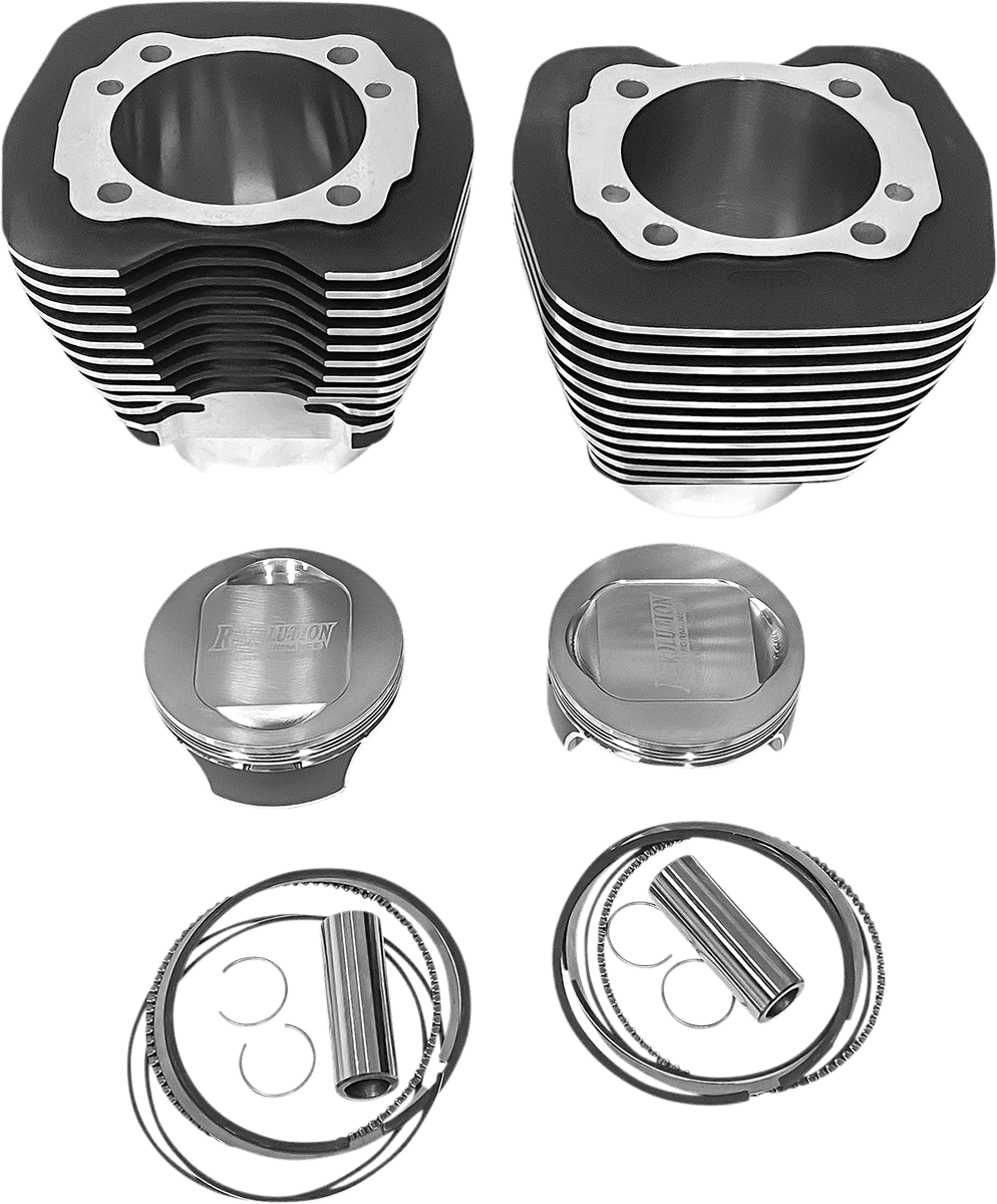 REVOLUTION PERFORMANCE, LLC 0931-1042 Cylinder Kit - 117" - Black with Highlighted Fins - Twin Cam