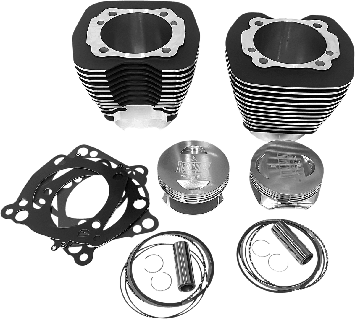 REVOLUTION PERFORMANCE, LLC 0931-1046 Cylinder Kit - 124" - Black with Highlighted Fins - Twin Cam