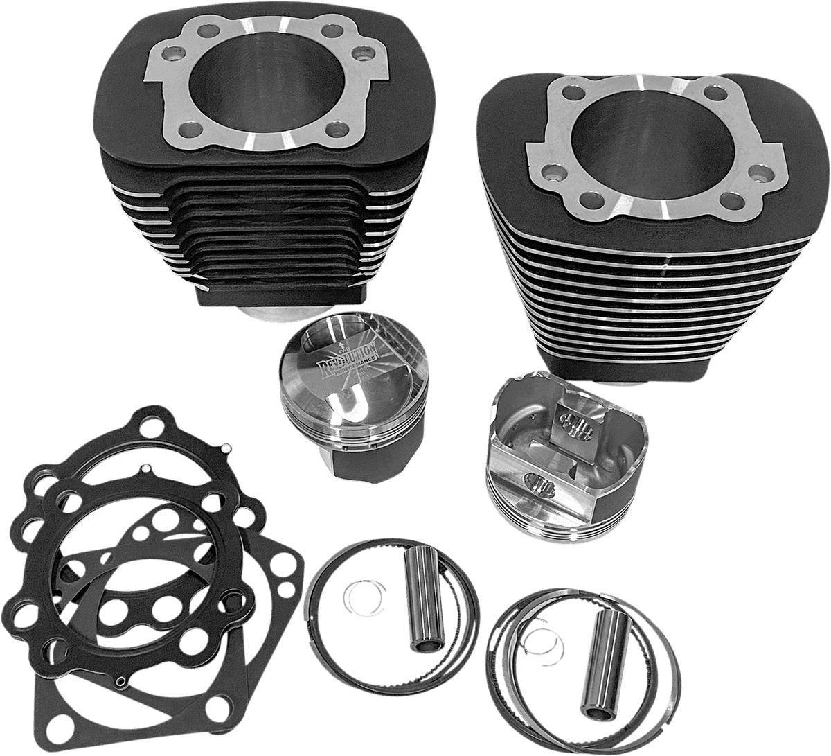 REVOLUTION PERFORMANCE, LLC 0931-1056 Cylinder Kit - 85" - Big Bore - Black with Highlighted Fins - Evolution Big Twin