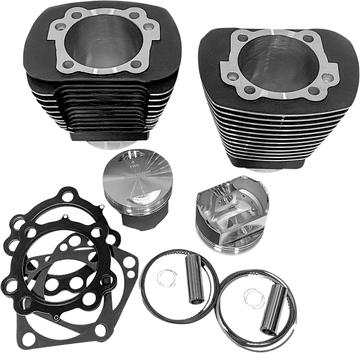 REVOLUTION PERFORMANCE, LLC 0931-1058 Cylinder Kit - 85" - Big Bore - Black with Highlighted Fins - Evolution Big Twin