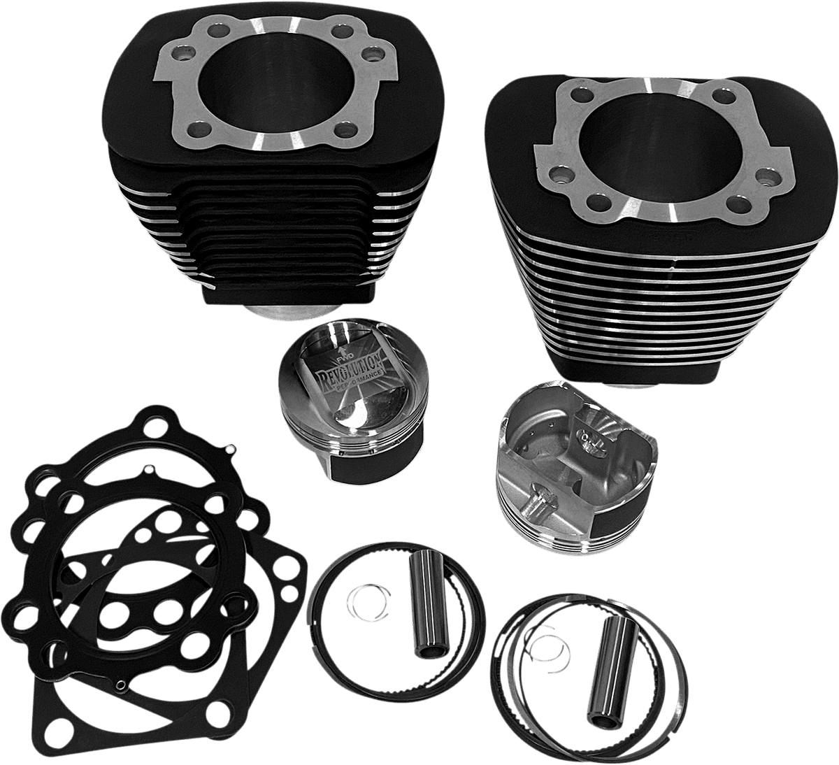 REVOLUTION PERFORMANCE, LLC 0931-1060 Cylinder Kit - 92" - Big Bore - Black with Highlighted Fins - Evolution Big Twin