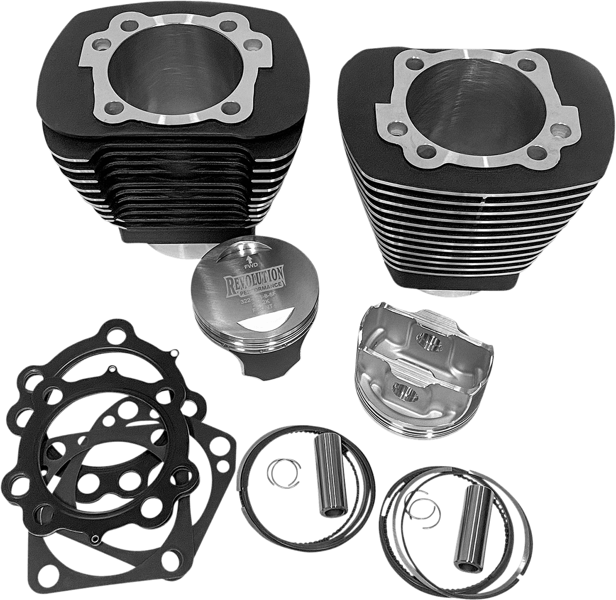 REVOLUTION PERFORMANCE, LLC 0931-1062 Cylinder Kit - Monster Big Bore - 100" - Black w/Highlighted Fins - Evolution Big Twin '84-'99