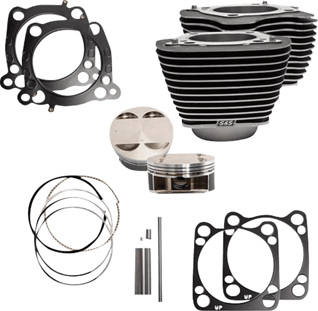S&S CYCLE 09311193 Cylinder Kit - 128" Big Bore - Wrinkle Black w/Highlights - 114"/117" M8