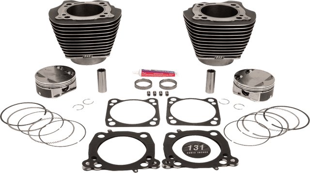 S&S CYCLE 09311197 Cylinder Kit - 131" Stroker Cylinder - Black Granite w/Highlights - M8