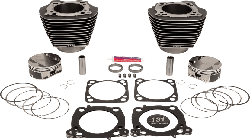 S&S CYCLE 09311197 Cylinder Kit - 131" Stroker Cylinder - Black Granite w/Highlights - M8