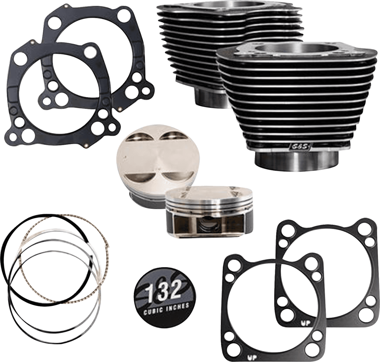 S&S CYCLE 09311202 132" Cylinder Kit - 4.500" Stroke - Black Granite w/Highlighted Fins - M8