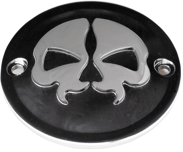DRAG SPECIALTIES 0940-1615 Points Cover - Black - Chrome Skull - 2 Hole — image 1 of 2