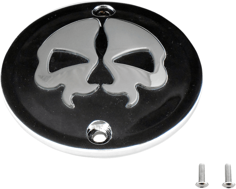 DRAG SPECIALTIES 0940-1617 Points Cover - Black - Chrome Skull - 2 Hole - Sportster — image 2 of 2