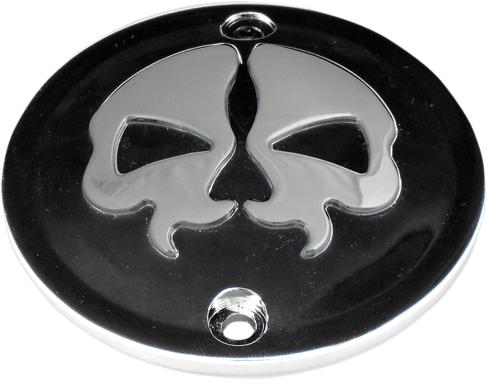 DRAG SPECIALTIES 0940-1617 Points Cover - Black - Chrome Skull - 2 Hole - Sportster