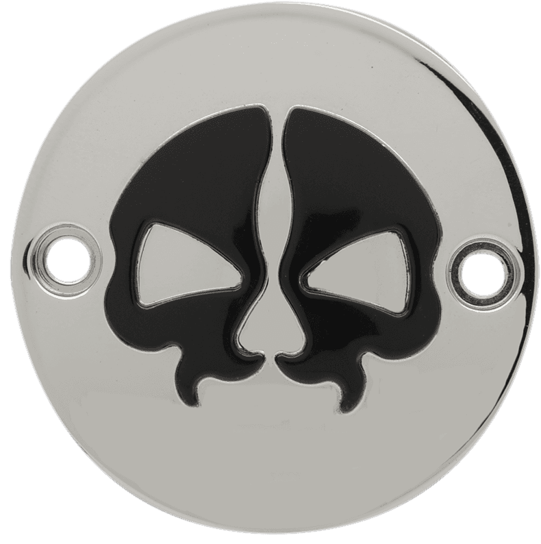 DRAG SPECIALTIES 0940-1743 Points Cover - Chrome - Black Skull - 2 Hole - M8