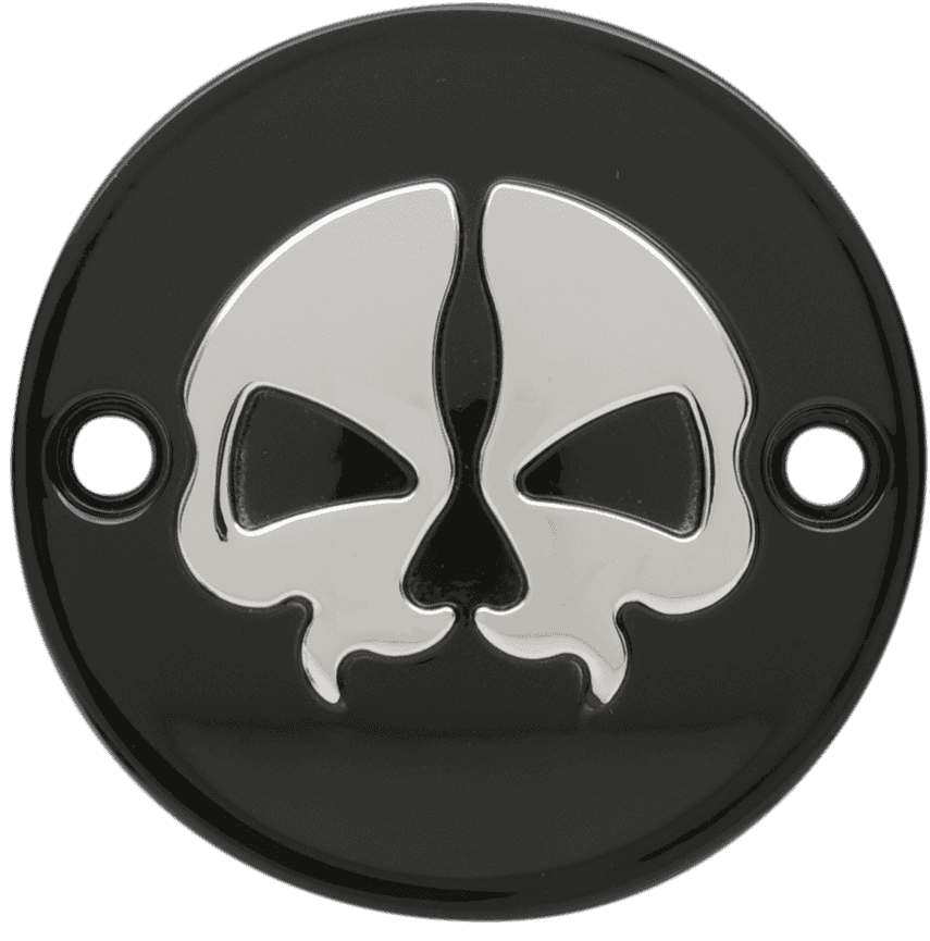 DRAG SPECIALTIES 0940-1744 Points Cover - Black - Chrome Skull - 2 Hole - M8