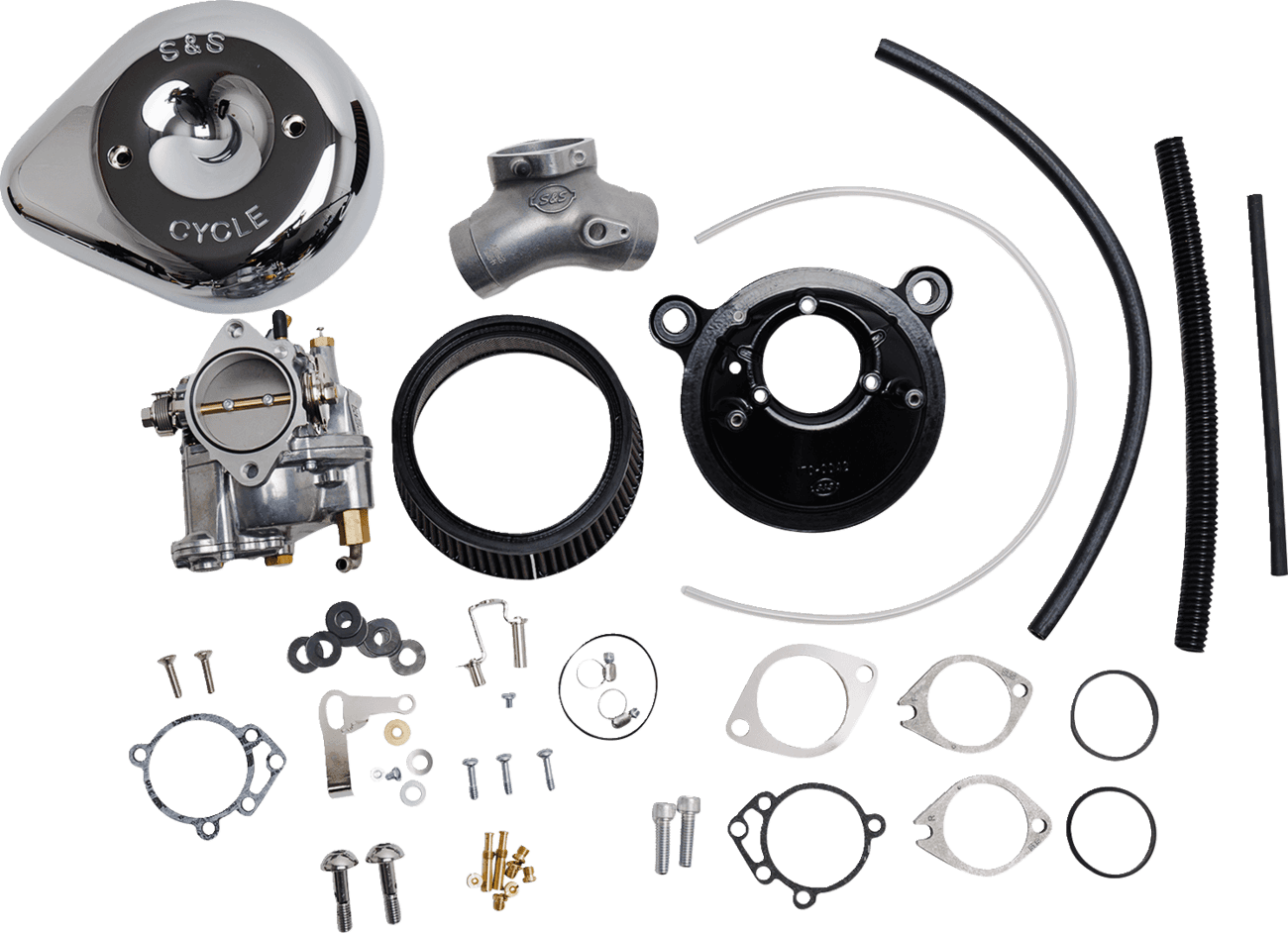 S&S CYCLE 1001-0085 Super E Carburetor with Stealth Air Cleaner Kit - Chrome - Evolution Big Twin