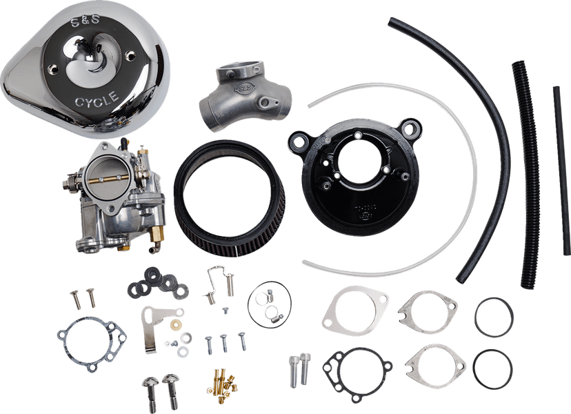S&S CYCLE 1001-0085 Super E Carburetor with Stealth Air Cleaner Kit - Chrome - Evolution Big Twin — image 1 of 2