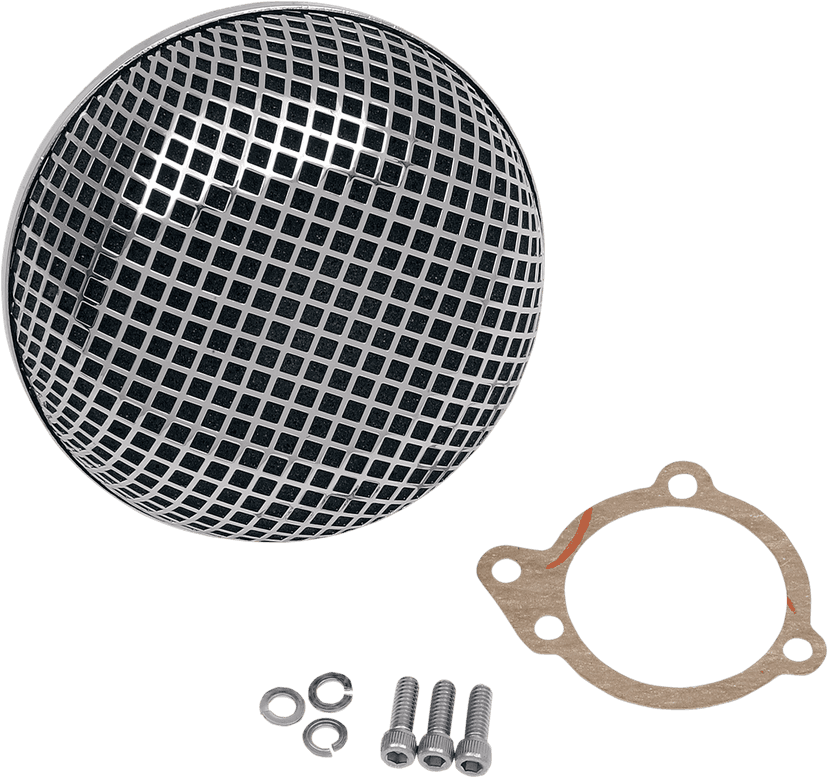 DRAG SPECIALTIES 1010-0191 "Bob" Retro-Style Air Cleaner Kit - Chrome