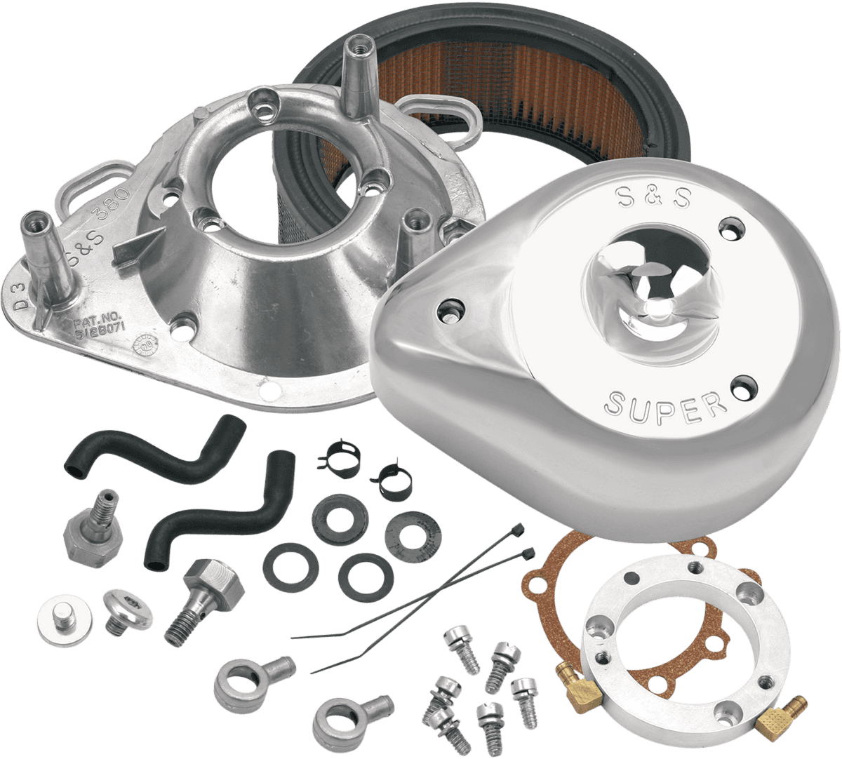 S&S CYCLE 1010-0325 Teardrop Air Cleaner Kit - Chrome