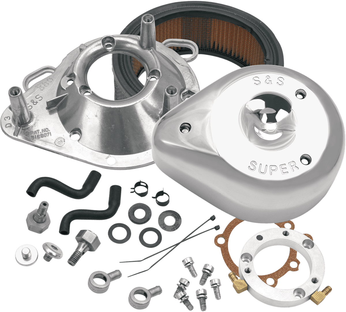 S&S CYCLE 1010-0325 Teardrop Air Cleaner Kit - Chrome