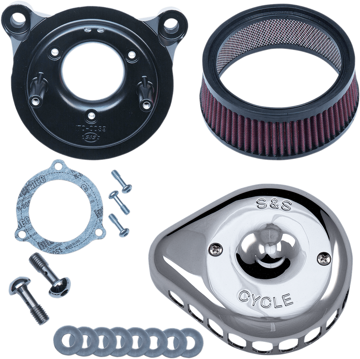 S&S CYCLE 1010-2323 Mini Teardrop Stealth Air Cleaner Kit - Chrome