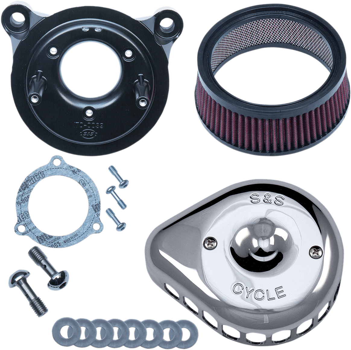 S&S CYCLE 1010-2323 Mini Teardrop Stealth Air Cleaner Kit - Chrome