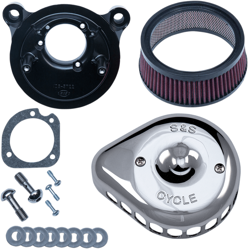 S&S CYCLE 1010-2327 Mini Teardrop Stealth Air Cleaner Kit - Chrome