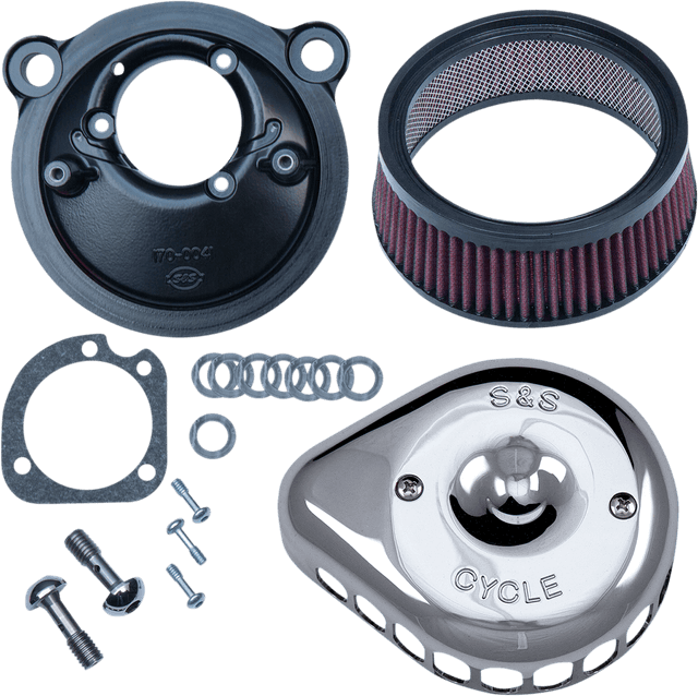 S&S CYCLE 1010-2764 Mini Teardrop Stealth Air Cleaner Kit - Chrome
