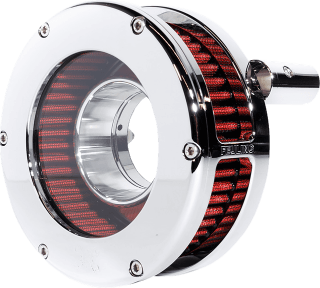 FEULING OIL PUMP CORP. 1010-3436 Slim BA Air Cleaner Kit - Chrome/Clear - Red Filter - Twin Cam