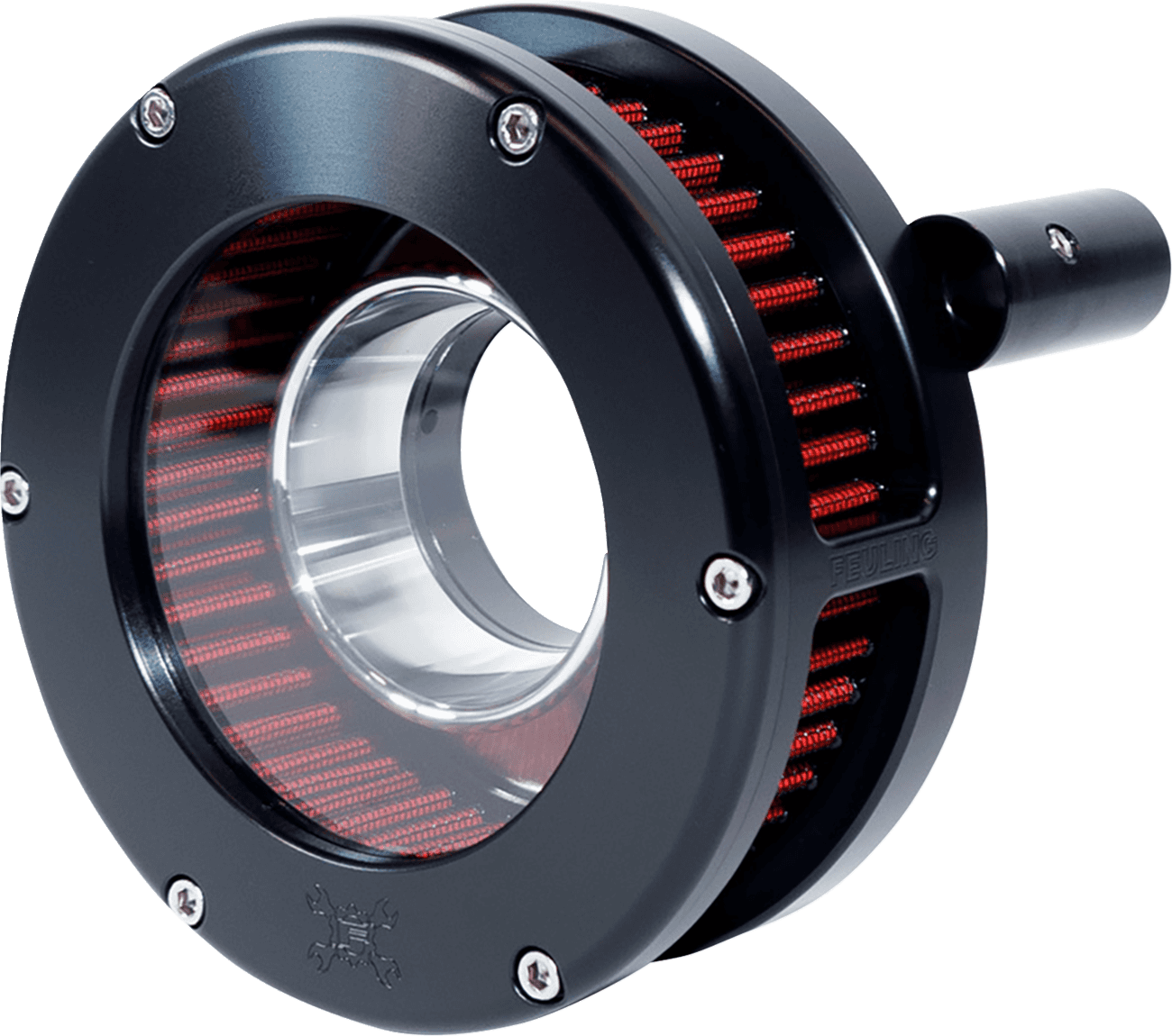 FEULING OIL PUMP CORP. 1010-3438 Slim BA Air Cleaner Kit - Black/Clear - Red Filter - '08-'17 Twin Cam